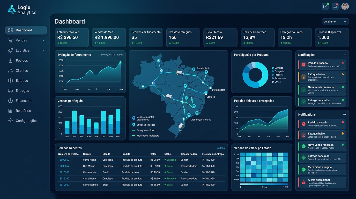 Demonstração do Dashboard Logix Analytics